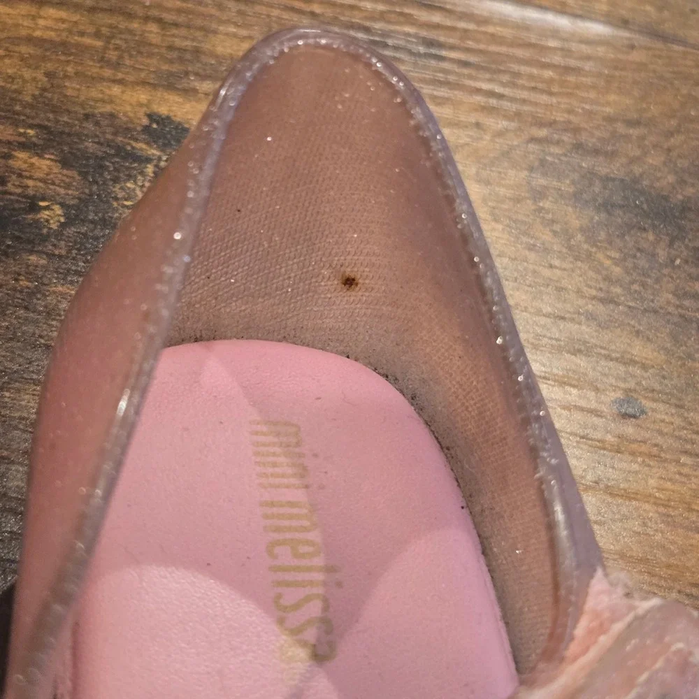 Mini Melissa Ultragirl Butterfly Rose Gold Glitter Jelly Shoes Flats Kids 10c‎